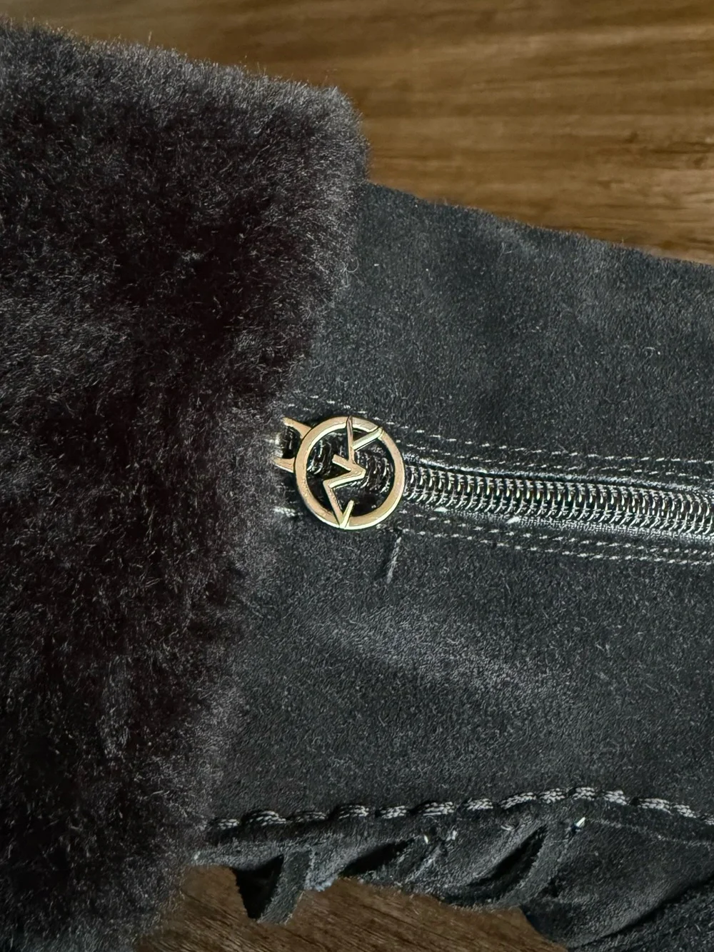 Anne Klein Women's Black Fur-Trim Suede Winter Boots